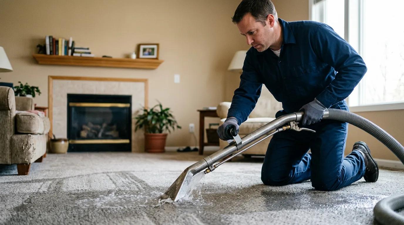 Water damage restoration technician working near Holt, MO